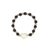 Náramek z černých a zlatých korálků se srdcem