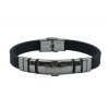 Náramek "KŘÍŽ" černý z kaučuku a oceli A075