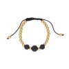 Náramek korálkový na šňůrce zlato - černý z oceli