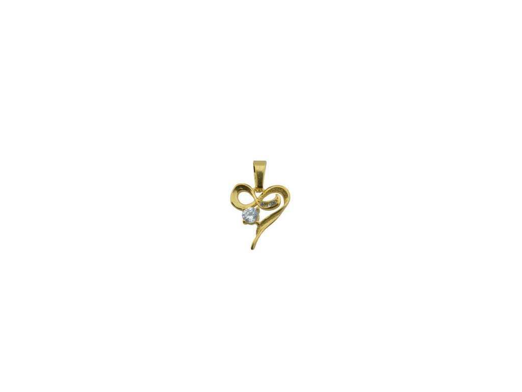Prívesok zlatý z ocele srdce so zirkónom F056