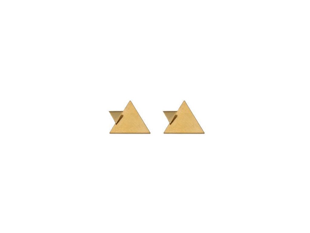 Náušnice z ocele zlaté trojuholníky C276