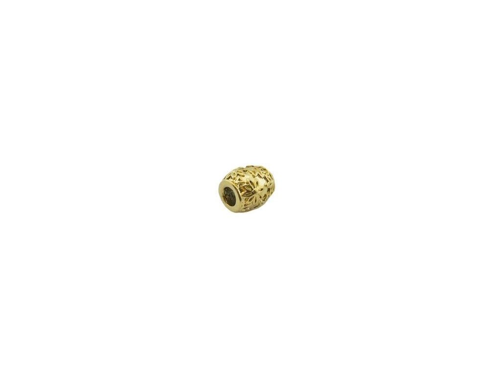 Korálka zlatá s kvetinkami z ocele G059