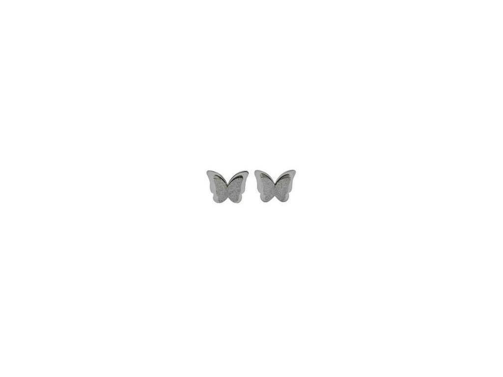 Náušnice motýle z ocele strieborné C386