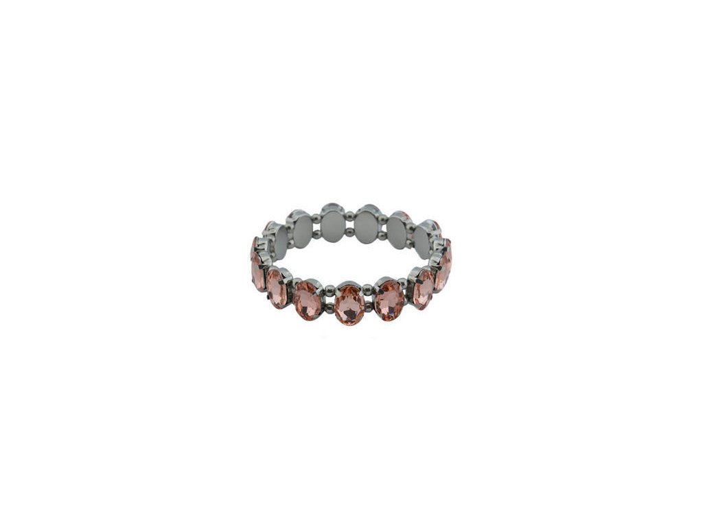 Náramok z chirurgickej ocele a ružových kryštálov - Doria šperky