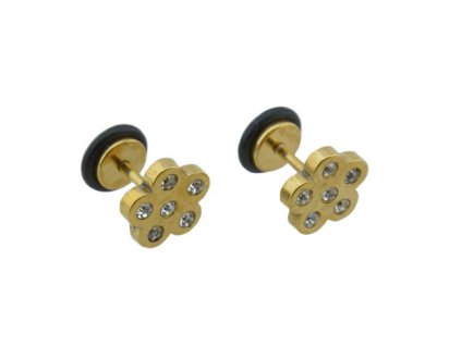 Piercing do ucha z ocele zlaté kvetinky D012