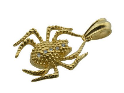 Prívesok z ocele zlatý pavúk s kryštálmi F181