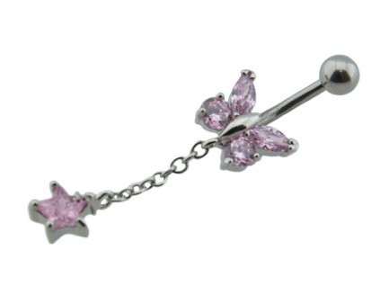 Piercing do pupka z ocele strieborný D063