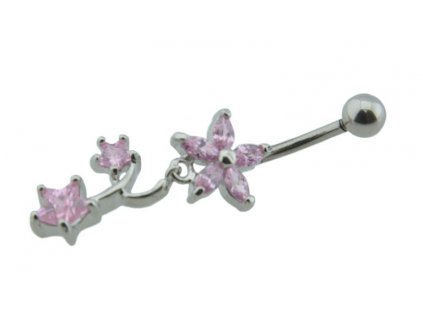 Piercing do pupka z ocele strieborný D068