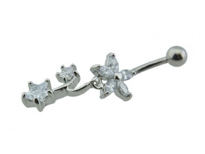 Piercing do pupka z ocele strieborný D070