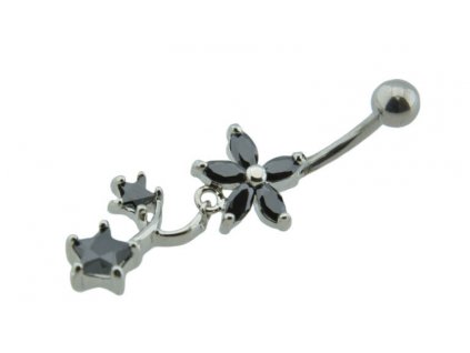 Piercing do pupka z ocele strieborný D071