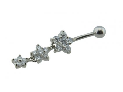Piercing do pupka z ocele strieborný D076
