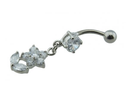 Piercing strieborný do pupku z ocele D079