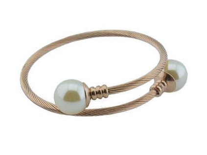 Náramok rose gold z ocele s perličkami L223