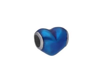 Korálka srdce modré z keramiky a ocele G077