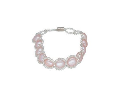 Náramok (bižutéria) s ružovými perličkami N270