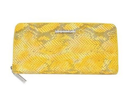 Kožená peňaženka žltá - hadí vzor Monnari U108