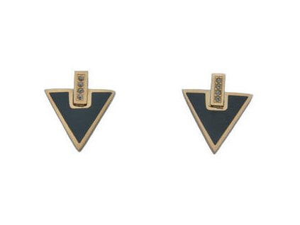 Náušnice rose gold - čierne trojuholníky J238