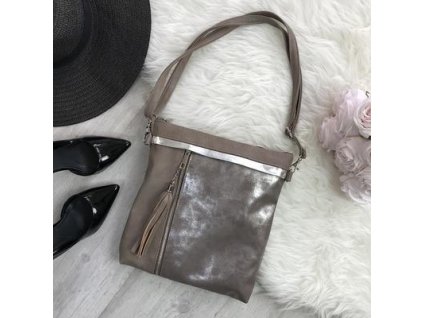 Kabelka crossbody hnedo-strieborná L. BIAGGI X396