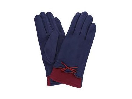 Dámske rukavice modré s bordovou mašličkou PRIUS
