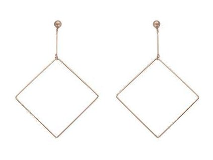 Náušnice visiace štvorce rose gold z ocele J407