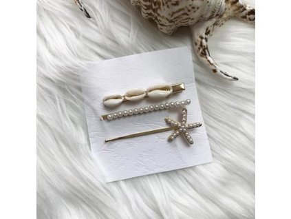 Sponky do vlasov s mušličkami zlaté (SP44)