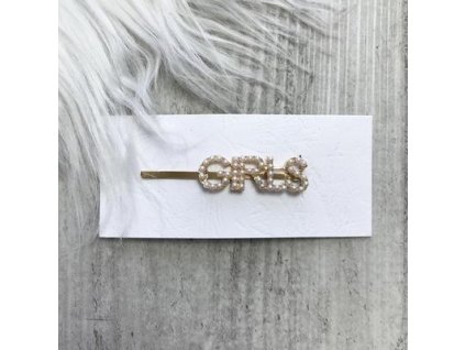 Sponka do vlasov GIRLS s perličkami zlatá (SP55)