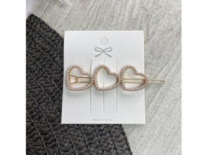 Spona do vlasov so srdiečkami s perličkami (SP60)