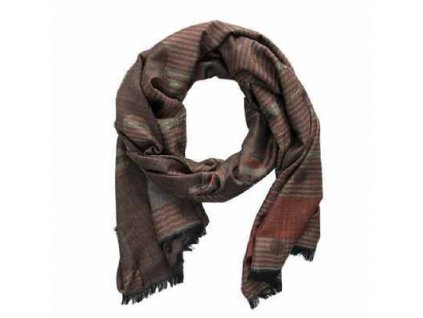 Šál hnedo červený so vzorom PIERRE CARDIN S287