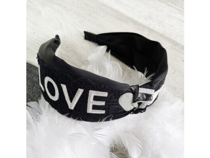 Čelenka čierna LOVE s uzlom (SP111)