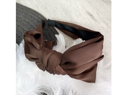 Čelenka hnedá s mašľou saténová (SP103)
