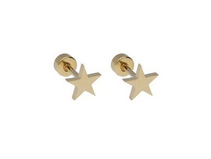 Piercing do ucha z ocele zlatý HVIEZDA D117