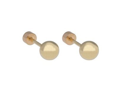 Piercing do ucha gulička (5mm) z ocele zlatá  D121