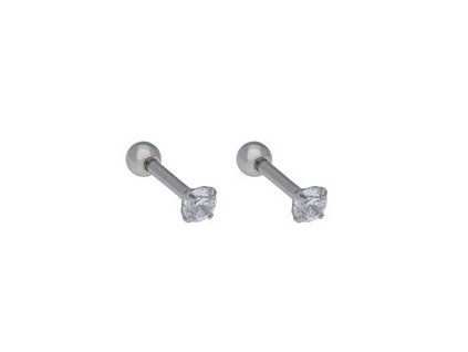 Piercing do ucha, strieborná oceľ so zirkónom D128