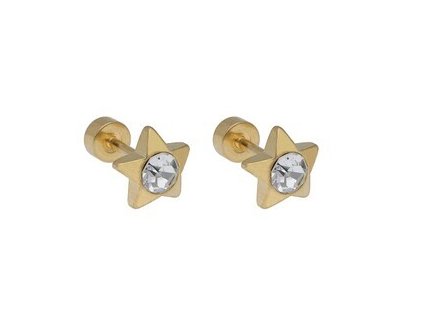 Piercing do ucha z ocele zlatý HVIEZDA D122