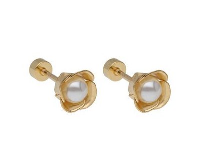Piercing do ucha z ocele zlatý KVETINKA D125