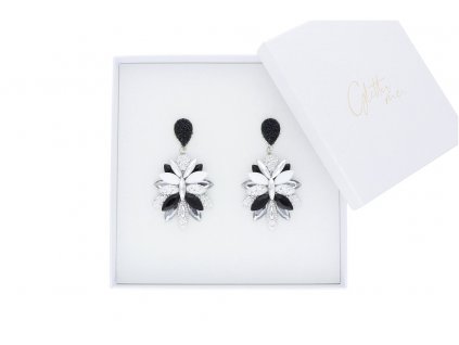 Náušnice Glitter Me black & white crystal (GM005)