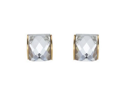 Náušnice z ocele zlaté obdĺžniky s kryštálmi J001