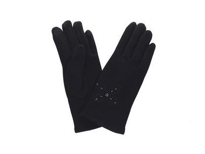 Dámske rukavice čierne s korálkami PRIUS F0400
