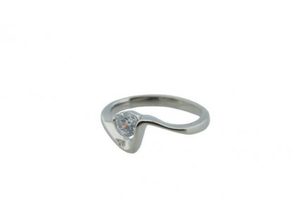 Prsteň z ocele strieborný s kamienkom M014
