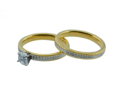 Prstene (set) z ocele zlaté s kamienkom M086