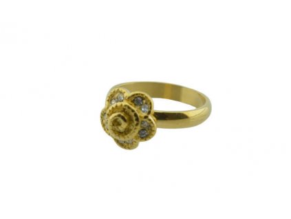 Prsteň z ocele zlatá kvetinka s kamienkami M118