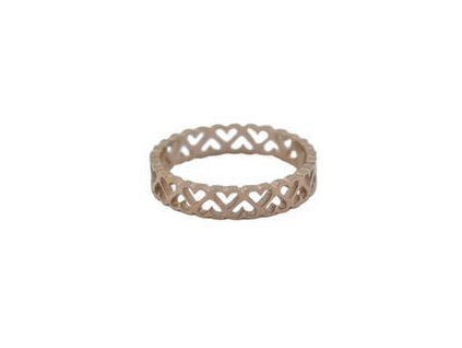 Prsteň z ocele rose gold srdiečka M271