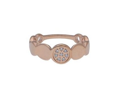 Prsteň so zirkónami z ocele rose gold M289