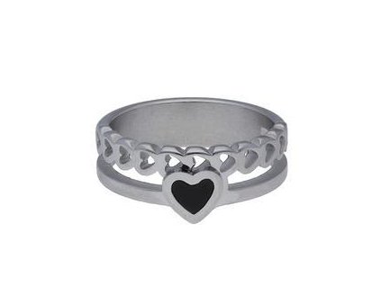Prsteň so srdcom z ocele strieborný M297