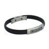 Náramok čierny z kaučuku a chirurgickej ocele A061