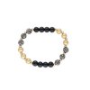 Náramok korálkový na gumičke čierno - zlatý N110