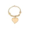 Náramok strieborný z ocele so zlatým srdcom L421