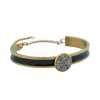 Náramok zlato čierny z ocele s  kryštálikmi L224