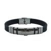 Náramok " KRÍŽ " čierny z kaučuku a ocele A075