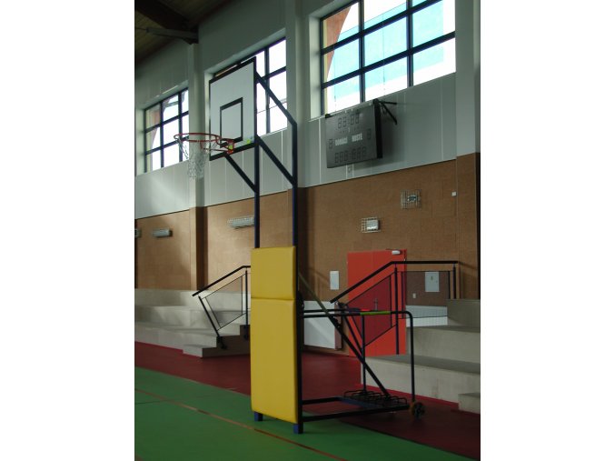 Basketbalová konstrukce DOR-SPORT, mobilní, sklopná, deska 1200x900 mm vnitřní